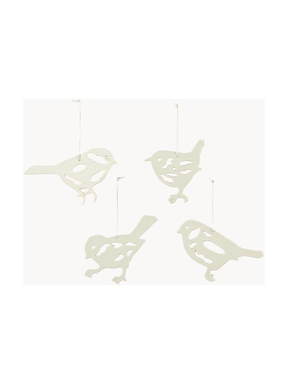 Décorations de sapin de Noël Alba Bird, 4 élém., Porcelaine, Blanc, larg. 14 x long. 8 cm