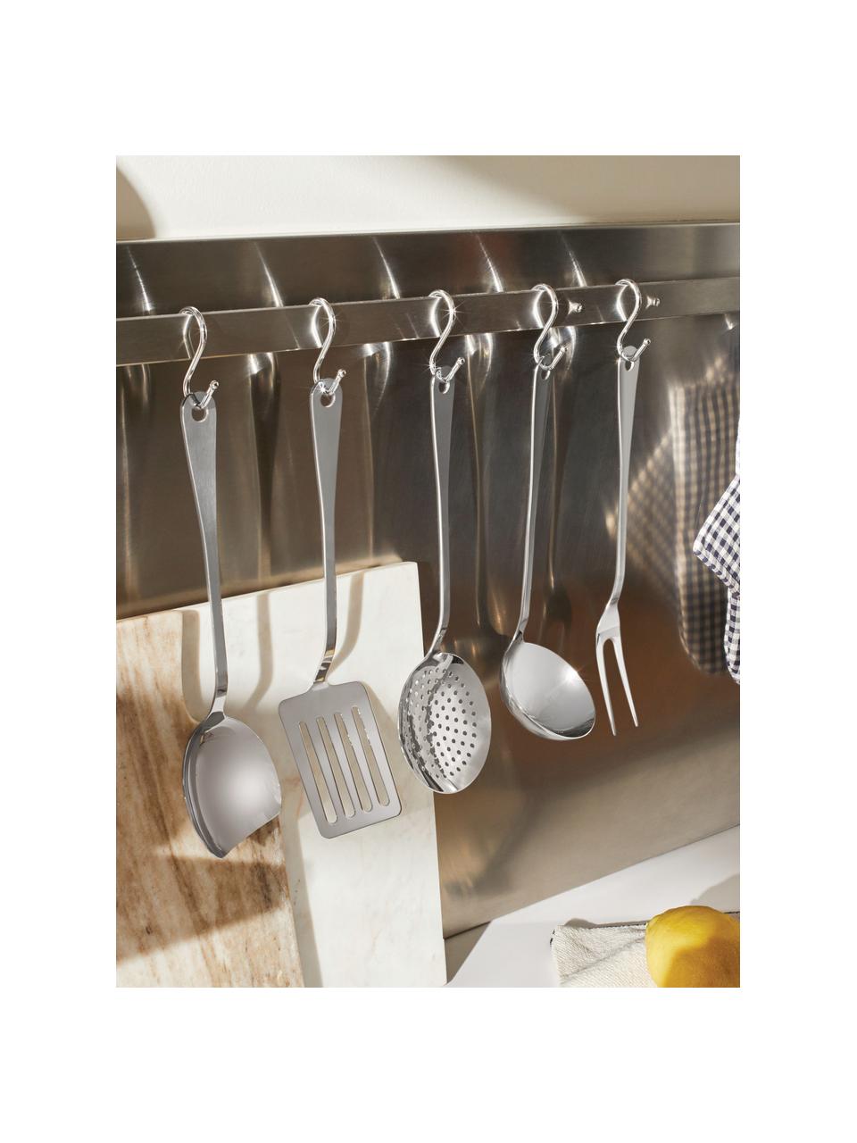 Set de utensilios de cocina de acero inoxidable Kitchen, 5 uds., Acero inoxidable 18/10 muy pulido, Plateado, L 33 cm
