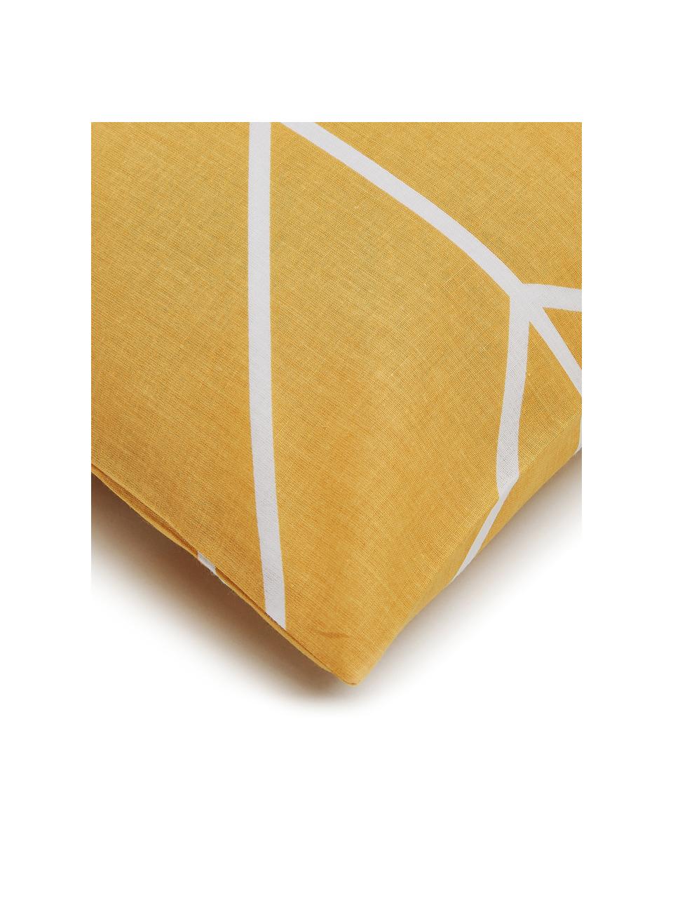 Baumwoll-Bettwäsche Mirja in Gelb mit grafischem Muster, Webart: Renforcé Fadendichte 144 , Gelb, gemustert, 200 x 200 cm + 2 Kissen 80 x 80 cm