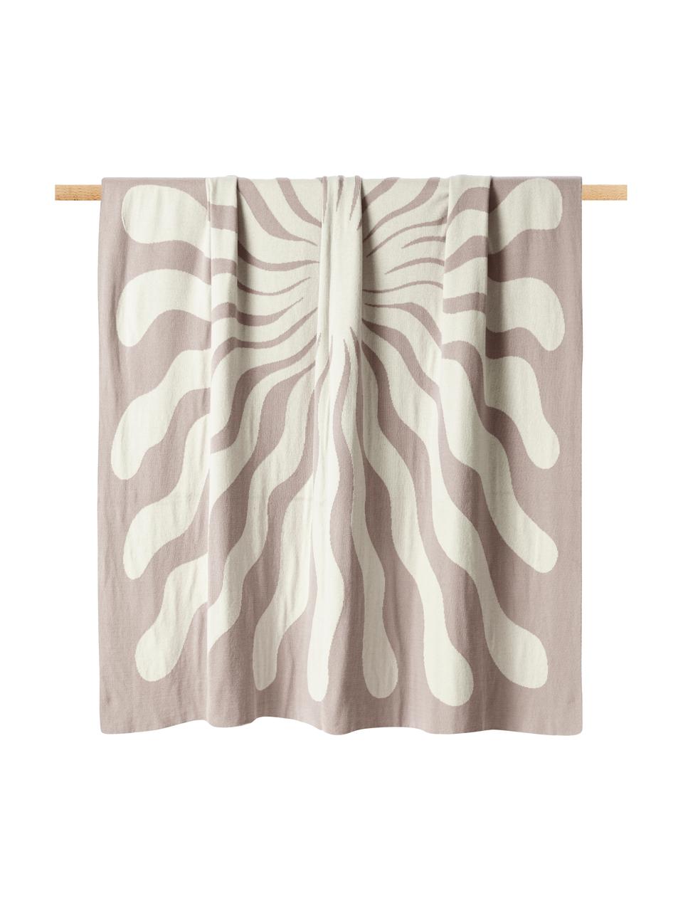 Manta doble cara de algodón ecológico Émile, 100% algodón ecológico con certificado GOTS, Beige, blanco crema, An 130 x L 170 cm