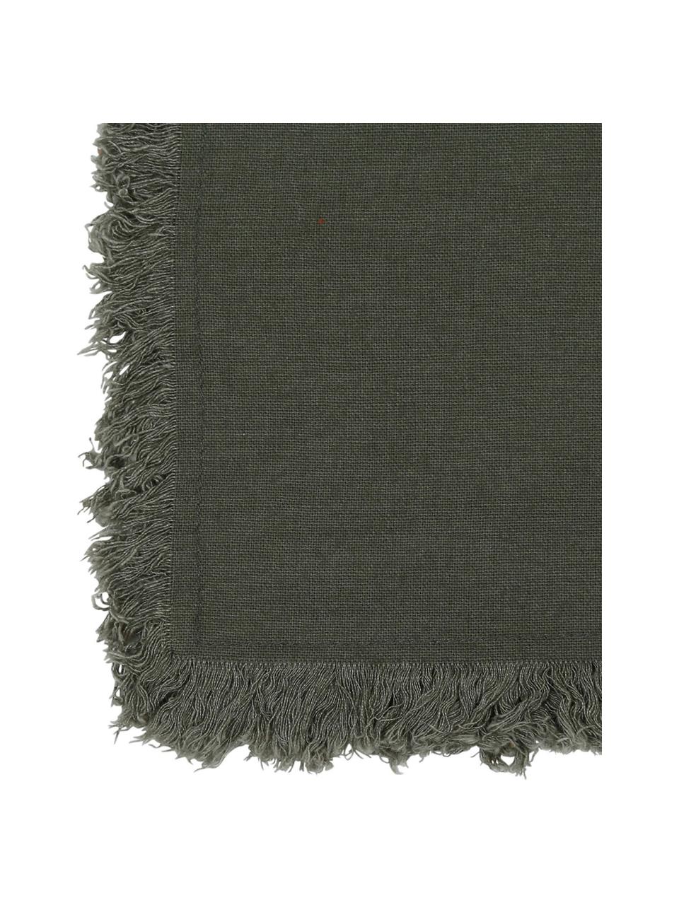 Serwetka z bawełny z frędzlami Nalia, 2 szt., Bawełna, Szary, S 35 x D 35 cm