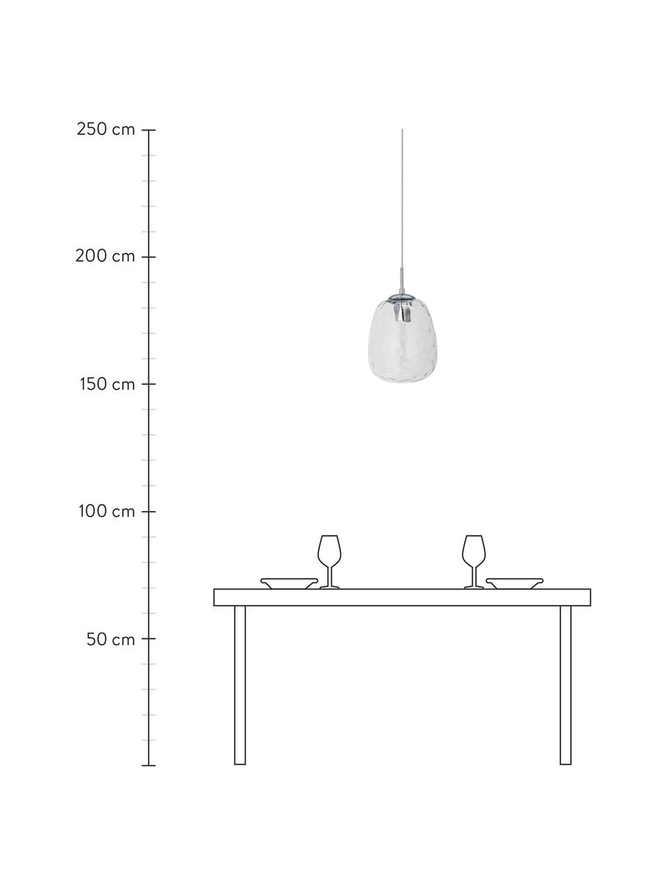 Kleine Pendelleuchte Baele mit strukturierter Oberfläche, Lampenschirm: Glas, Transparent, Ø 20 x H 34 cm