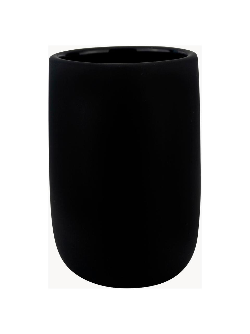 Vaso cepillo de dientes Lotus, Cerámica, Negro, Ø 7 x Al 10 cm