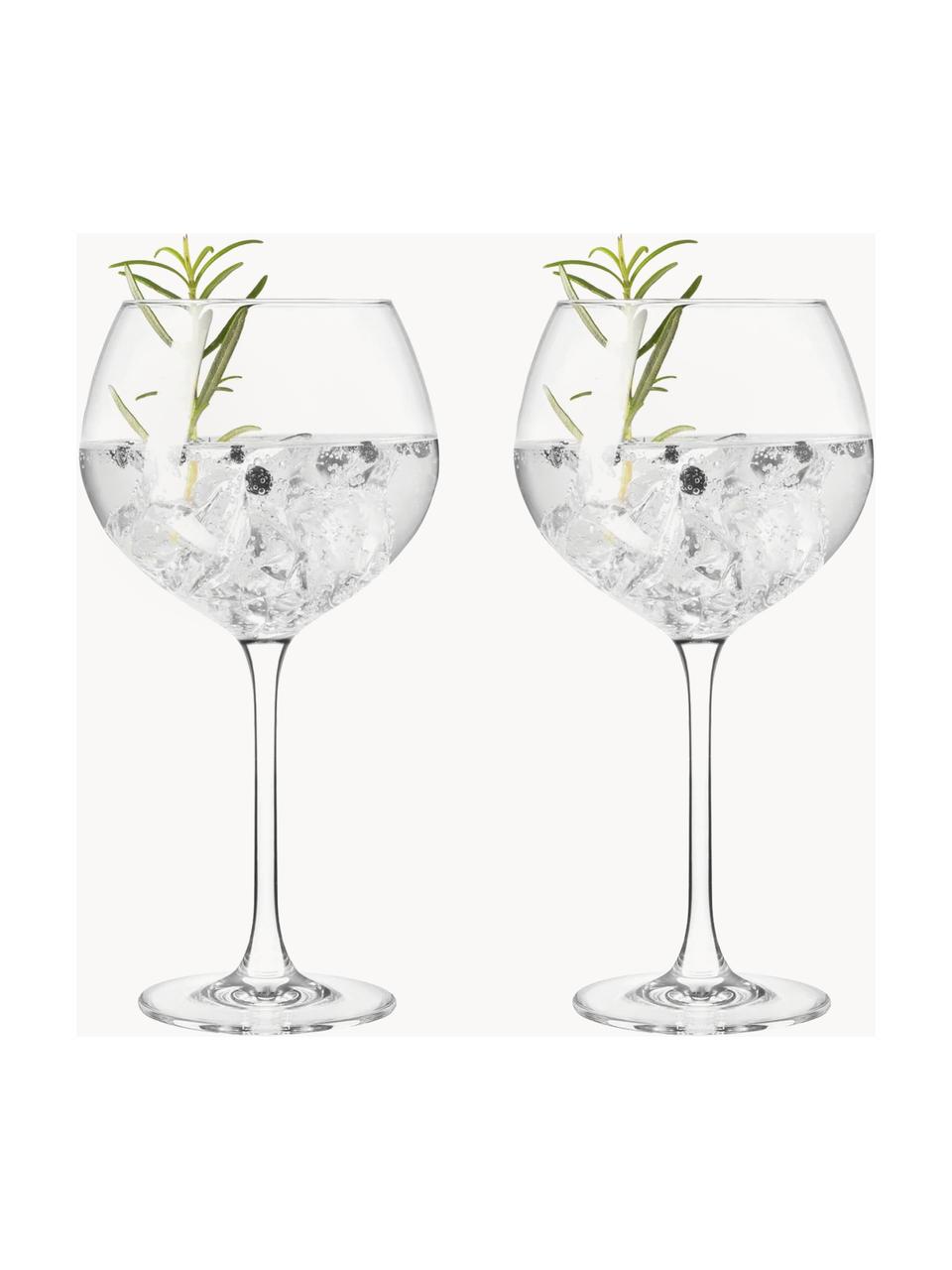 Copas balón de cristal Gin, 2 uds., Cristal 

¡Trae el brillo del cristal a tu mesa de comedor! El cristal es excepcionalmente transparente y pesado, lo que significa que se siente valioso y al mismo tiempo tiene un buen aspecto. Además, los delicados cortes hacen de cada pieza un detalle especial, práctico y bonito., Transparente, Ø 11 x Al 22 cm, 630 ml