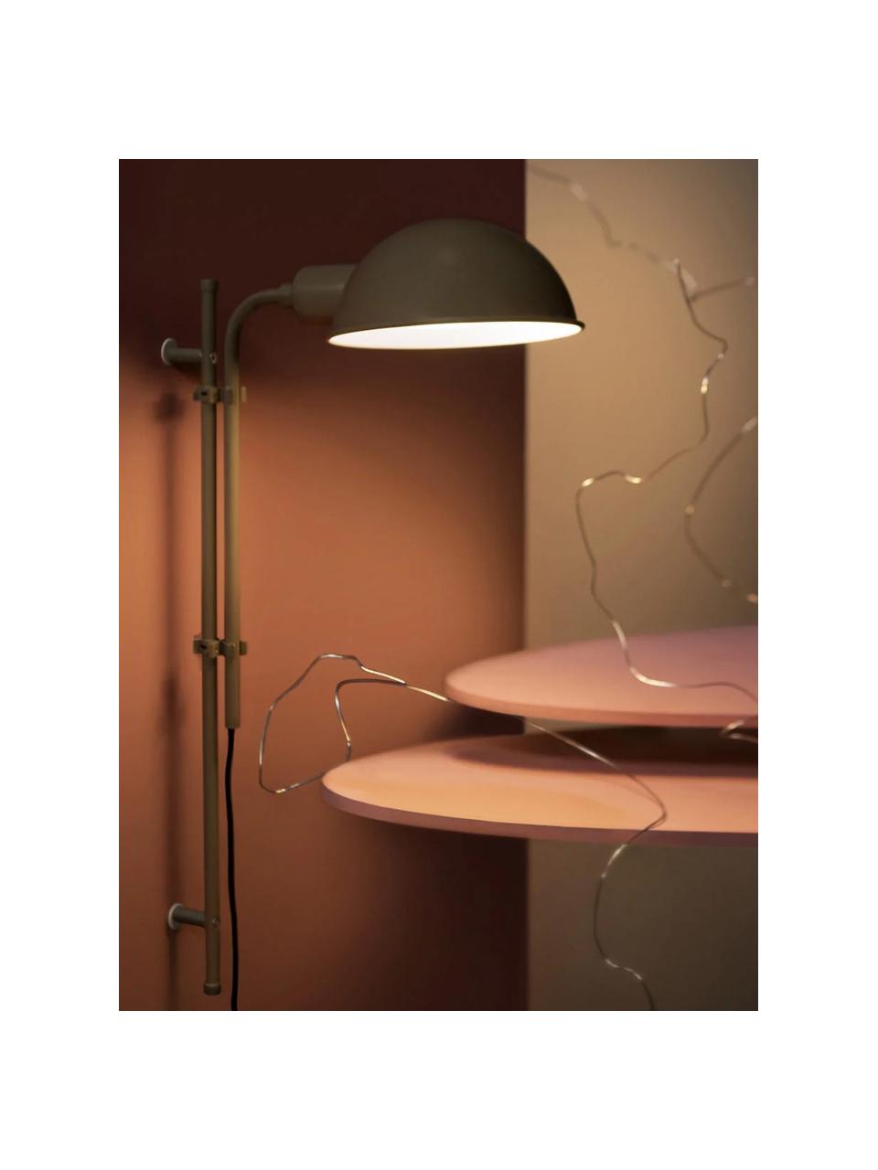 Wandleuchte Funiculí mit Stecker und verstellbarem Lampenschirm, Lampenschirm: Aluminium, beschichtet, Greige, glänzend, T 30 x H 49 cm