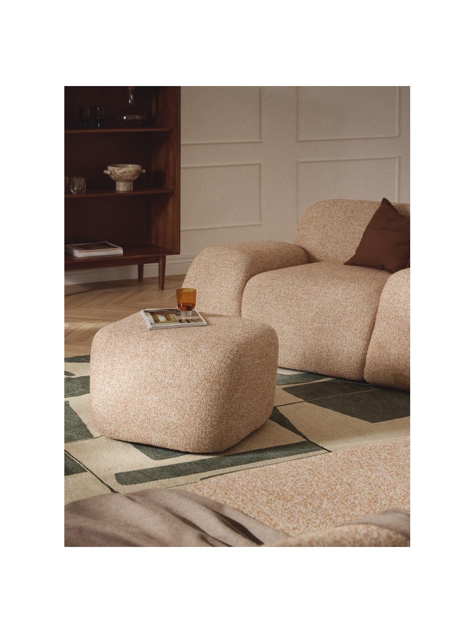 Poggiapiedi da divano in bouclé Wolke, Rivestimento: bouclé (96% poliestere, 4, Piedini: plastica Questo prodotto , Bouclé arancione, Larg. 64 x Alt. 41 cm