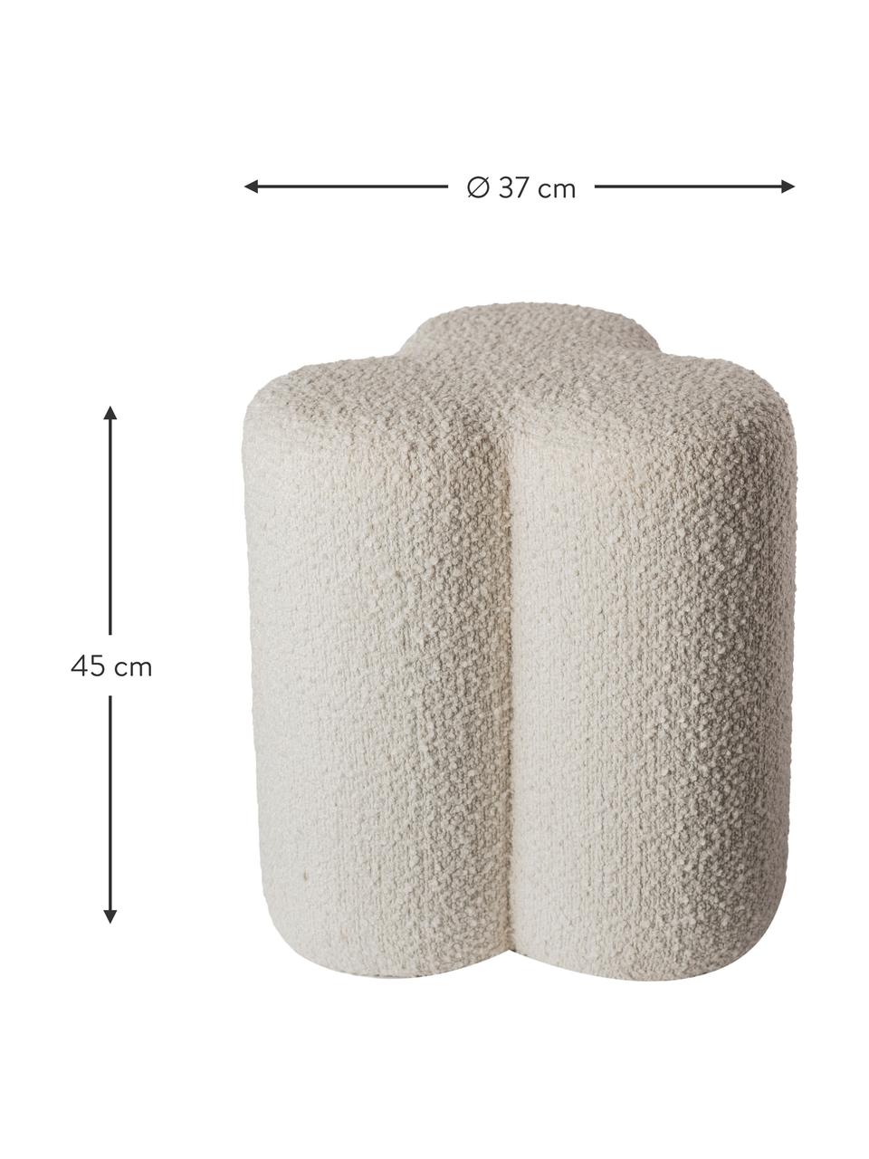 Bouclé-Hocker Clover, Bezug: Bouclé (97 % Polyester, 3, Gestell: Holz, Bouclé Off White, Ø 37 x H 45 cm