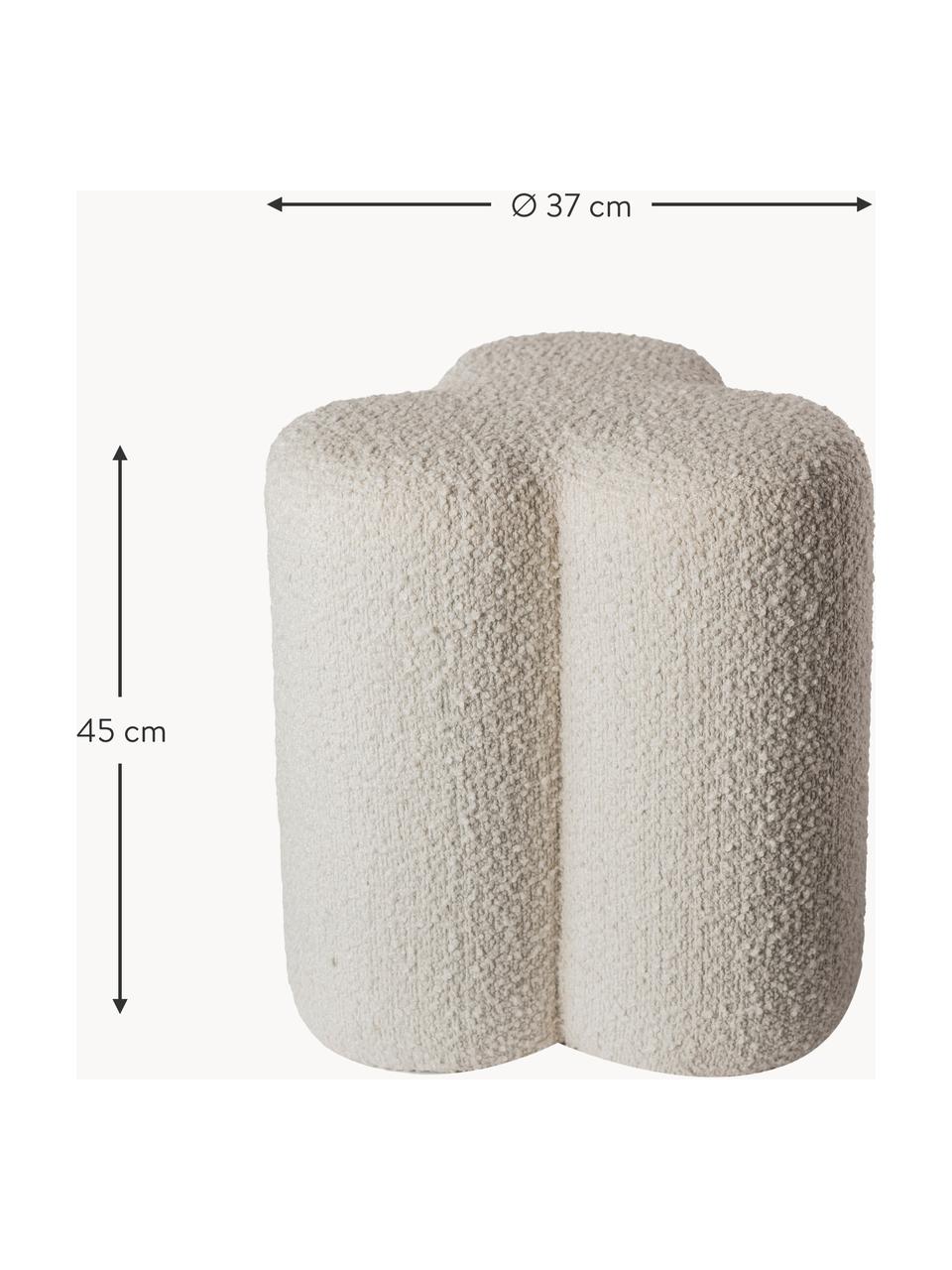 Bouclé poef Clover, Bekleding: bouclé (97 % Polyester, 3, Frame: hout, Bouclé Off White, Ø 37 x H 45 cm