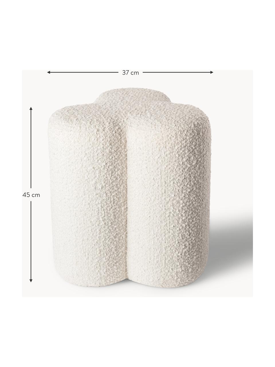 Bouclé poef Clover, Bekleding: bouclé (97 % Polyester, 3, Frame: hout, Bouclé Off White, Ø 37 x H 45 cm