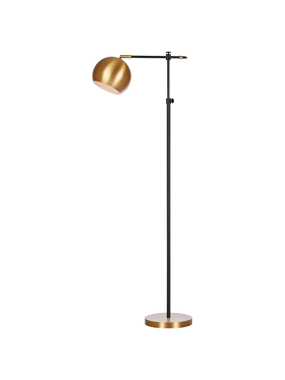 Lampada da lettura piccola in metallo Chester, Struttura: ottone verniciato, Base della lampada: ottone, Bronzo, nero, Prof. 61 x Alt. 122 cm