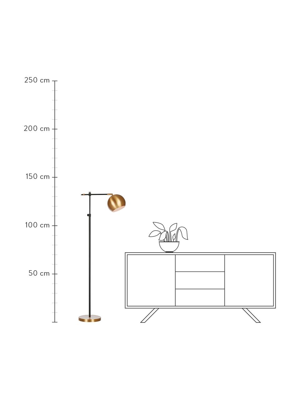 Lampa do czytania z metalu Chester, Stelaż: mosiądz lakierowany, Odcienie brązu, czarny, G 61 x W 145 cm