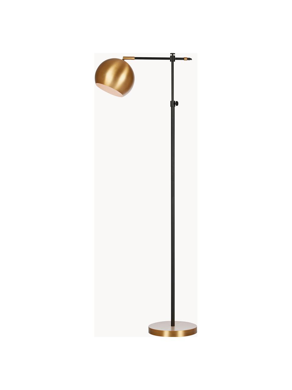 Kleine leeslamp Chester van metaal, Frame: gelakt messing, Lampvoet: messing, Messing, zwart, H 122 cm