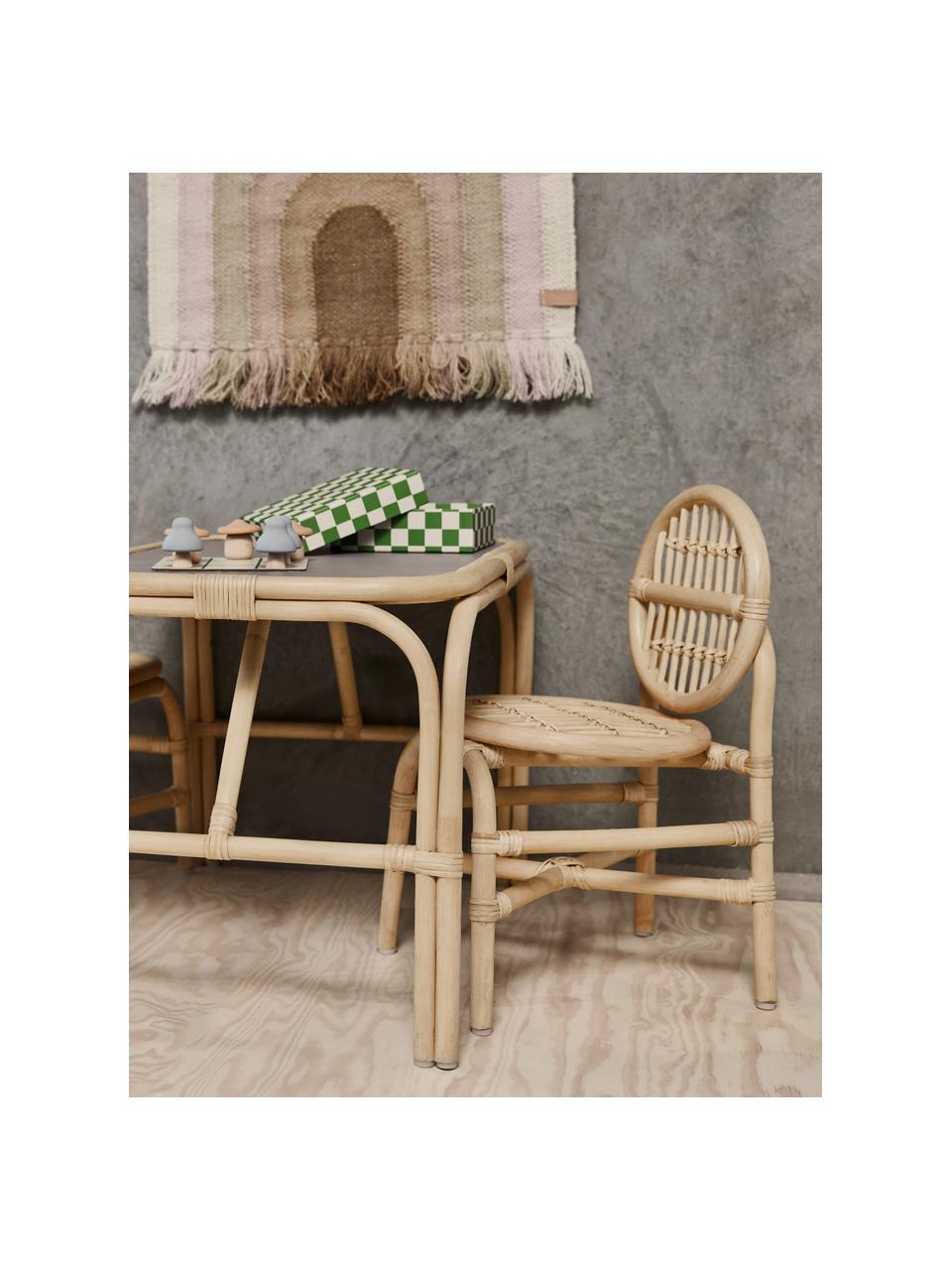 Handgefertigter Kinderstuhl Nana Mini, Rattan, Beige, B 31 x T 36 cm