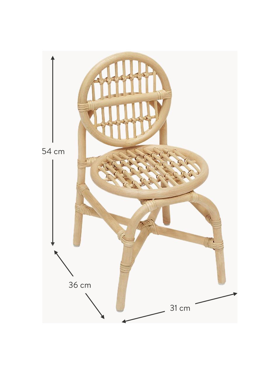 Handgefertigter Kinderstuhl Nana Mini, Rattan, Beige, B 31 x T 36 cm