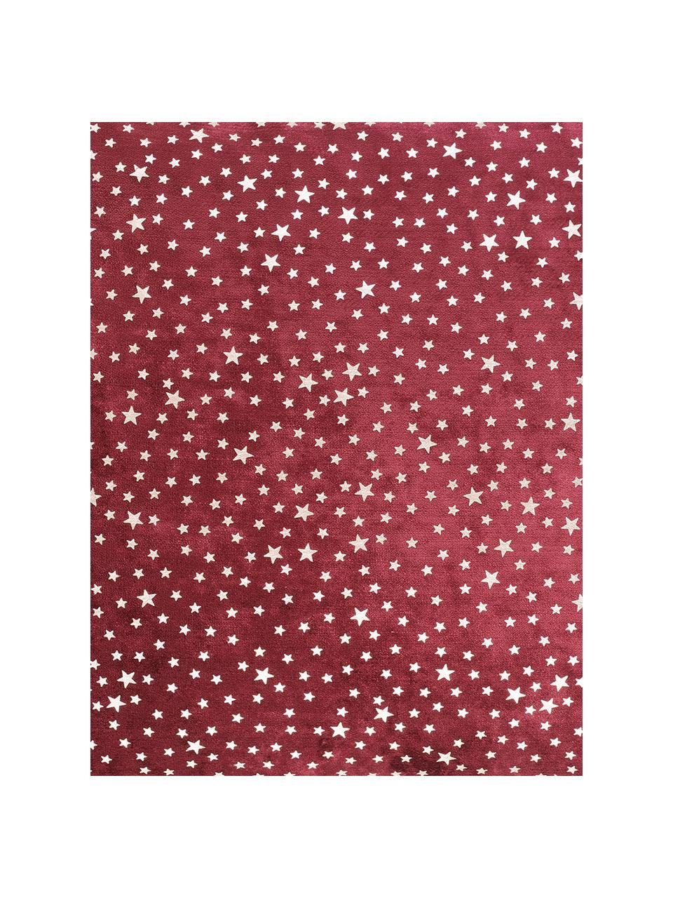 Fluwelen kussenhoes Estrella met goudkleurig glanzende sterren, Bovenzijde: polyester fluweel, Onderzijde: polyester, Marsala rood, 40 x 40 cm