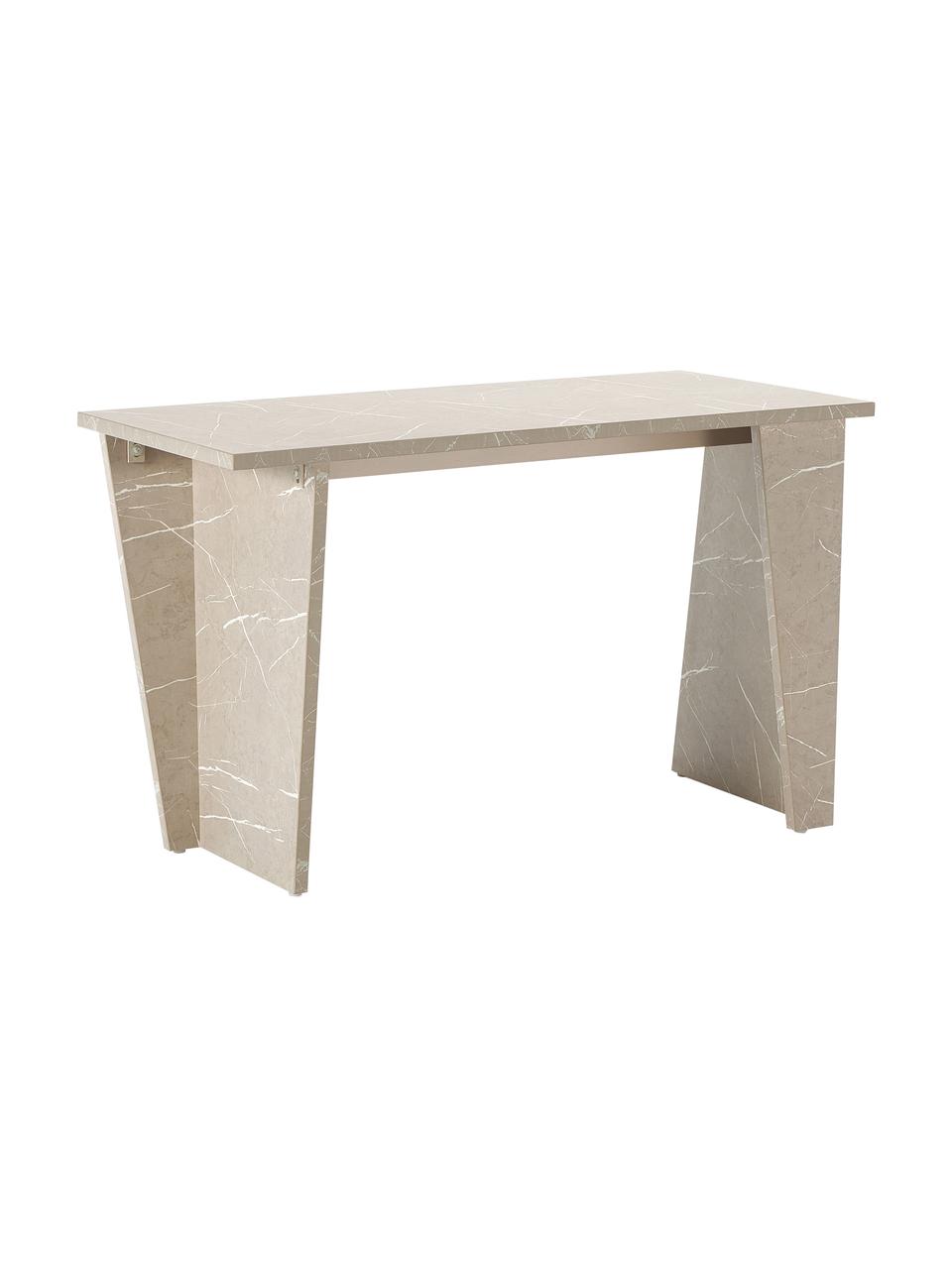 Escritorio en look travertino Liam, Tablero de fibras de densidad media (MDF), recubierto en melanina, Beige, look travertino, An 120 x Al 75 cm