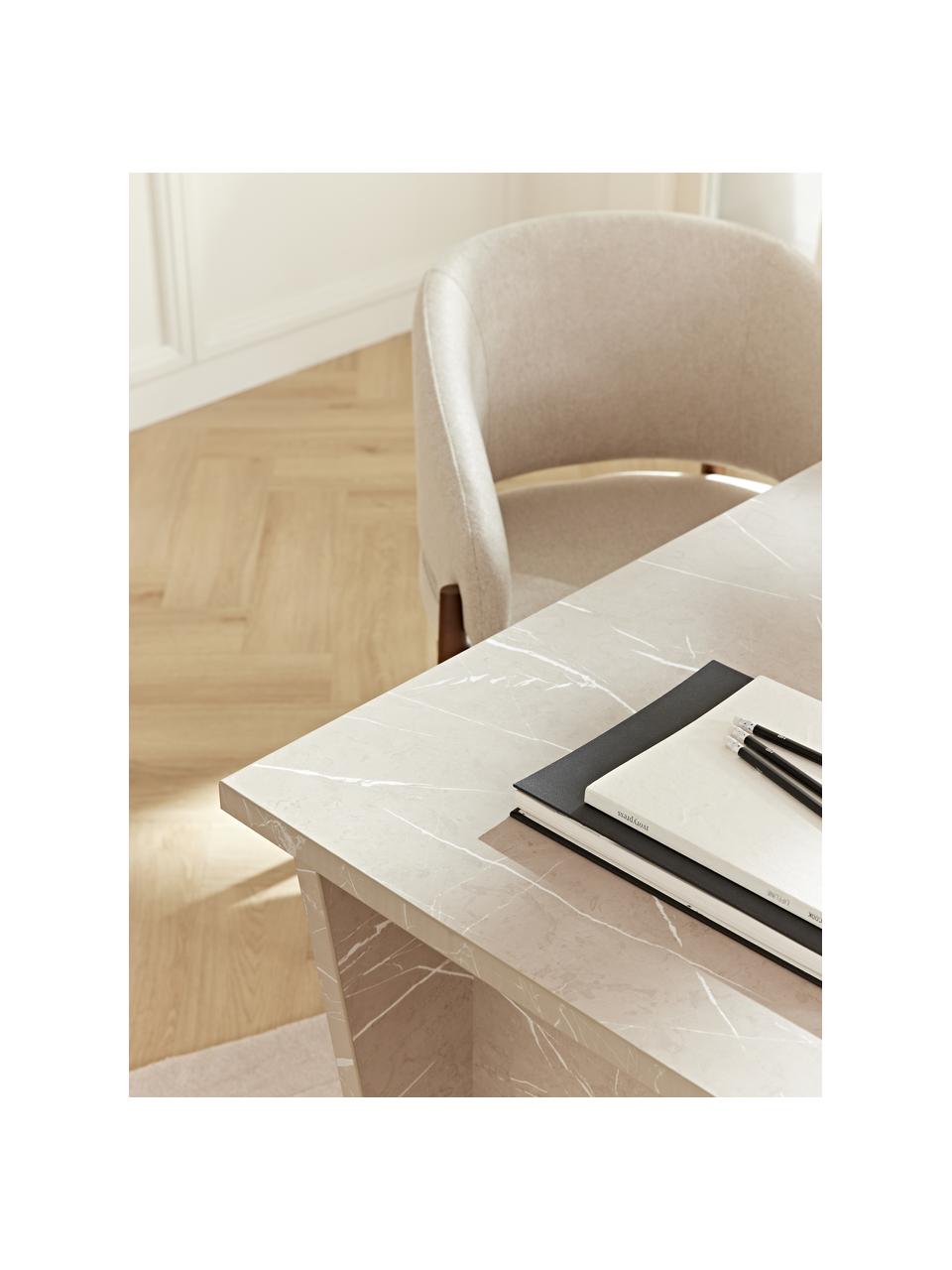 Bureau aspect travertin Liam, Panneau en fibres de bois à densité moyenne (MDF), enduit feuille mélaminée, Beige, aspect travertin, larg. 120 x haut. 75 cm