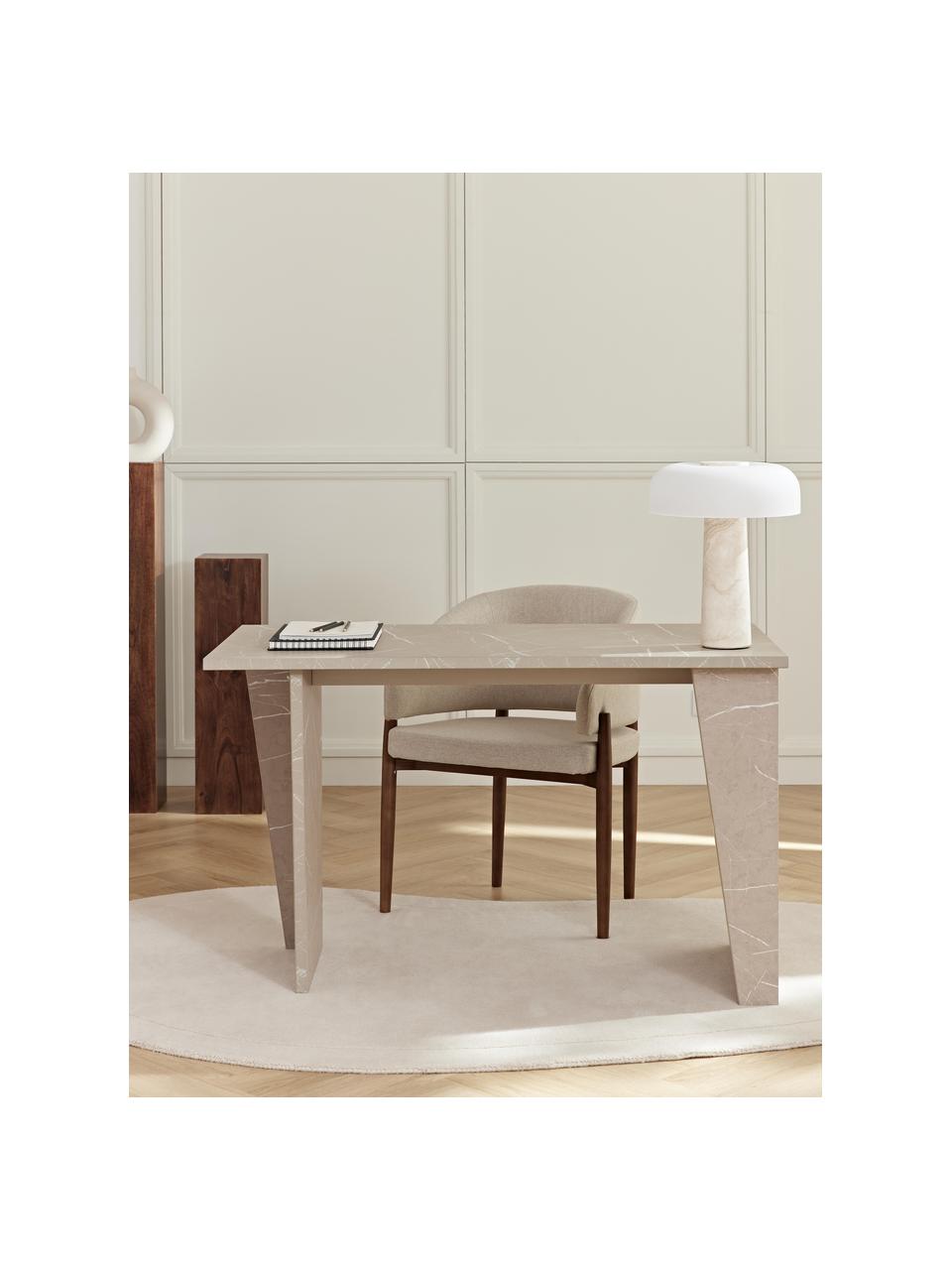 Schreibtisch Liam in Travertinoptik, Mitteldichte Holzfaserplatte (MDF), mit Melaminfolie überzogen, Beige, Travertin-Optik, B 120 x T 60 cm