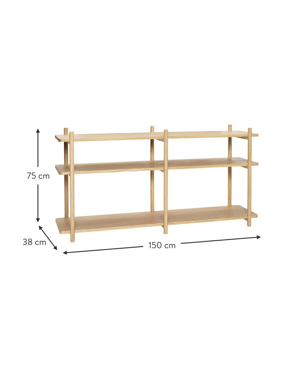 Houten wandrek Library, Eikenhoutfineer, eikenhout, Eikenhout, B 150 x H 75 cm