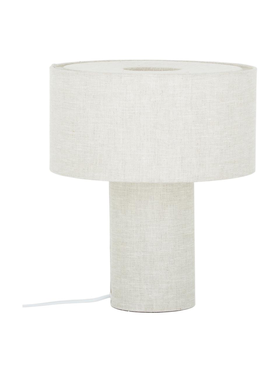 Lampa stołowa Ron, Kremowobiała tkanina, Ø 30 x W 35 cm