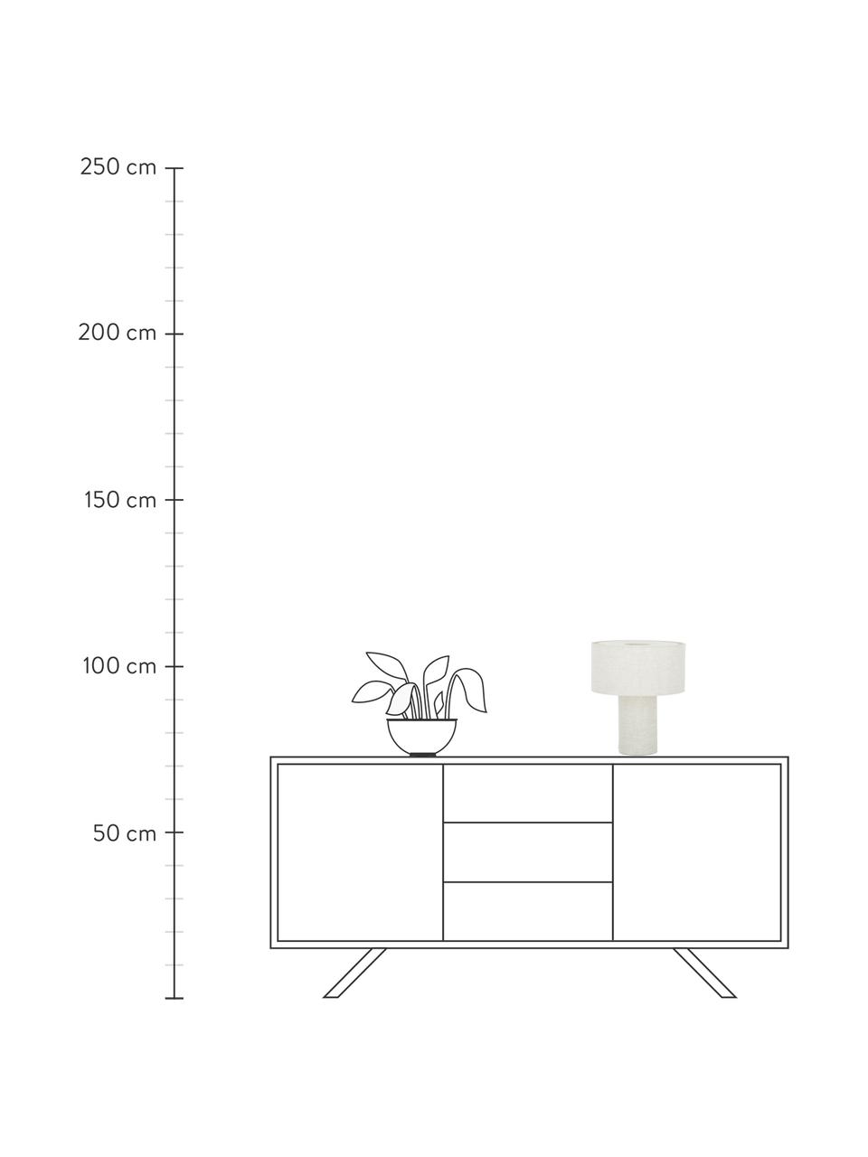 Lámpara de mesa Ron, Pantalla: tela, Cable: plástico, Blanco crema, Ø 30 x Al 35 cm