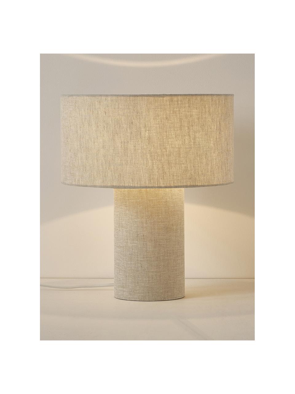 Lampada da tavolo Ron, Paralume: tessuto, Bianco crema, Ø 30 x Alt. 35 cm