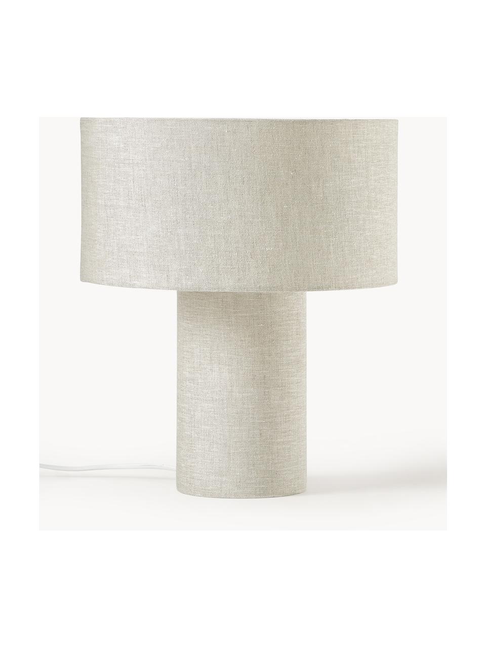 Lámpara de mesa Ron, Pantalla: tela, Cable: plástico, Blanco crema, Ø 30 x Al 35 cm