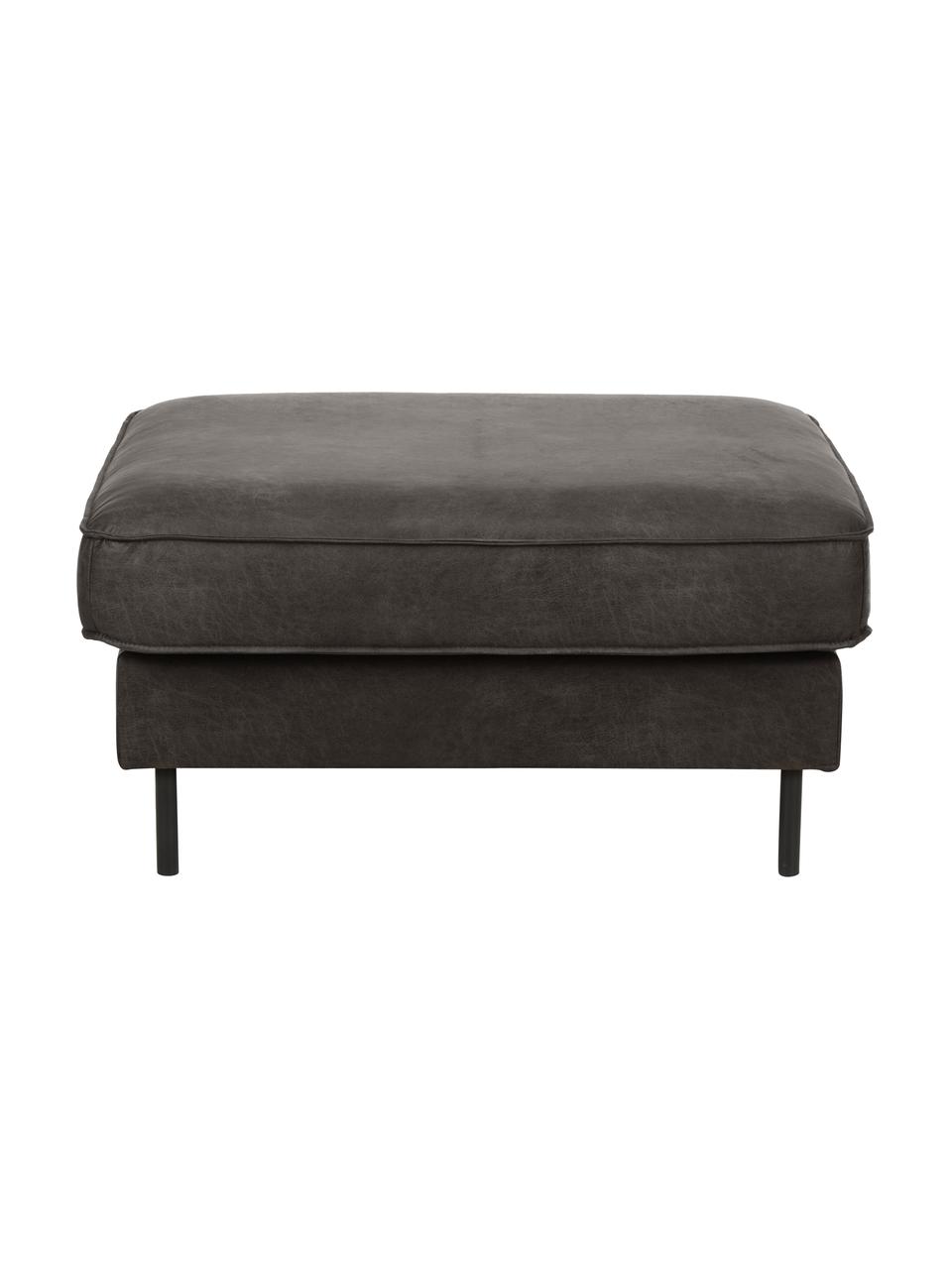 Sofa-Hocker Hunter aus recyceltem Leder, Bezug: 70% recyceltes Leder, 30%, Gestell: Massives Kiefernholz, FSC, Füße: Metall, pulverbeschichtet, Leder Taupe, B 85 x T 70 cm