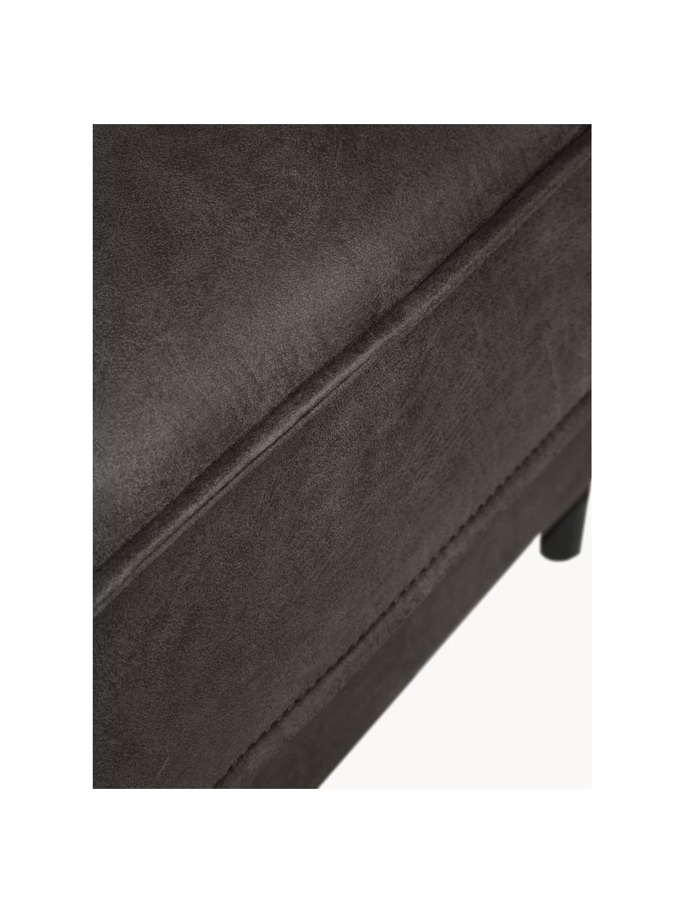 Sofa-Hocker Hunter aus recyceltem Leder, Bezug: 70% recyceltes Leder, 30%, Gestell: Massives Kiefernholz, hoc, Füße: Metall, pulverbeschichtet, Leder Anthrazit, B 85 x T 70 cm