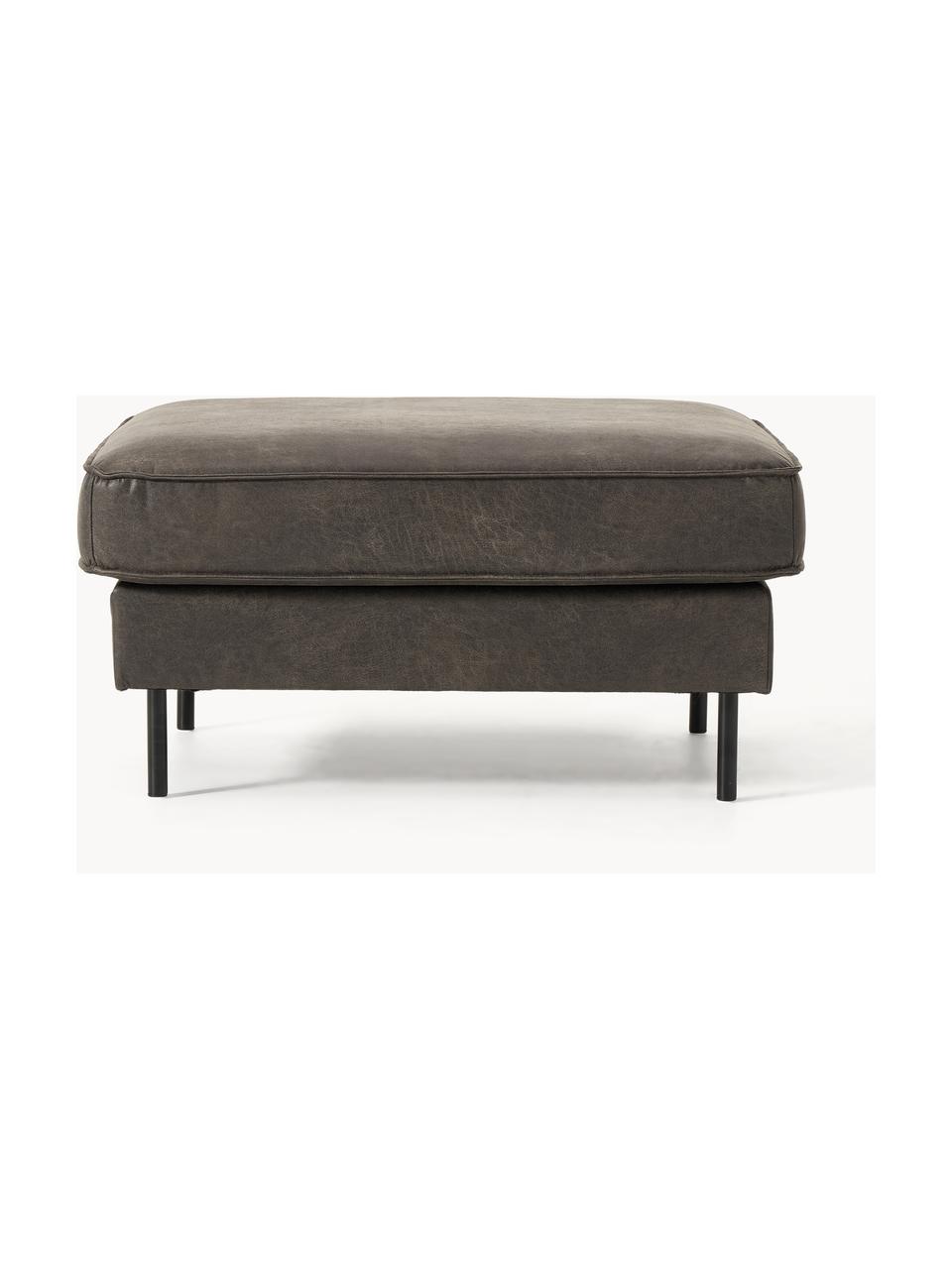 Sofa-Hocker Hunter aus recyceltem Leder, Bezug: 70% recyceltes Leder, 30%, Gestell: Massives Kiefernholz, hoc, Leder Anthrazit, B 85 x T 70 cm