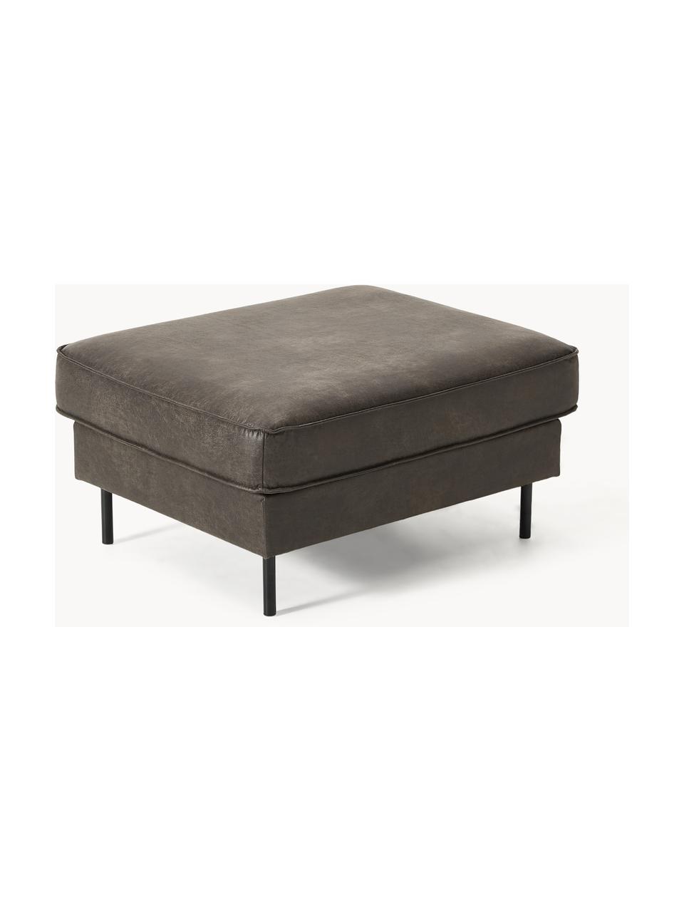 Sofa-Hocker Hunter aus recyceltem Leder, Bezug: 70% recyceltes Leder, 30%, Gestell: Massives Kiefernholz, hoc, Leder Anthrazit, B 85 x T 70 cm