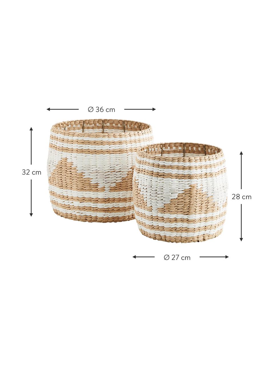 Aufbewahrungskörbe-Set Pyramid aus Binsengeflecht, 2-tlg., Gestell: Metall, Weiß, Beige, Set mit verschiedenen Größen
