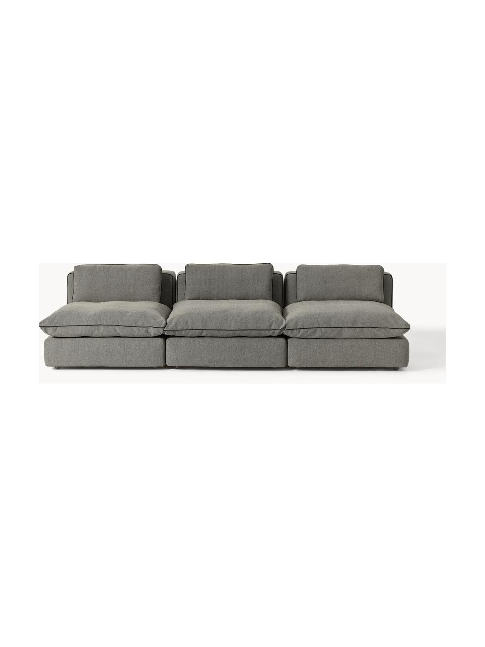 Modulares XL-Sofa Felix (3-Sitzer), Bezug: 100 % Polyester Der strap, Gestell: Massives Kiefern- und Fic, Füße: Kunststoff Dieses Produkt, Webstoff Dunkelgrau, B 300 x T 140 cm