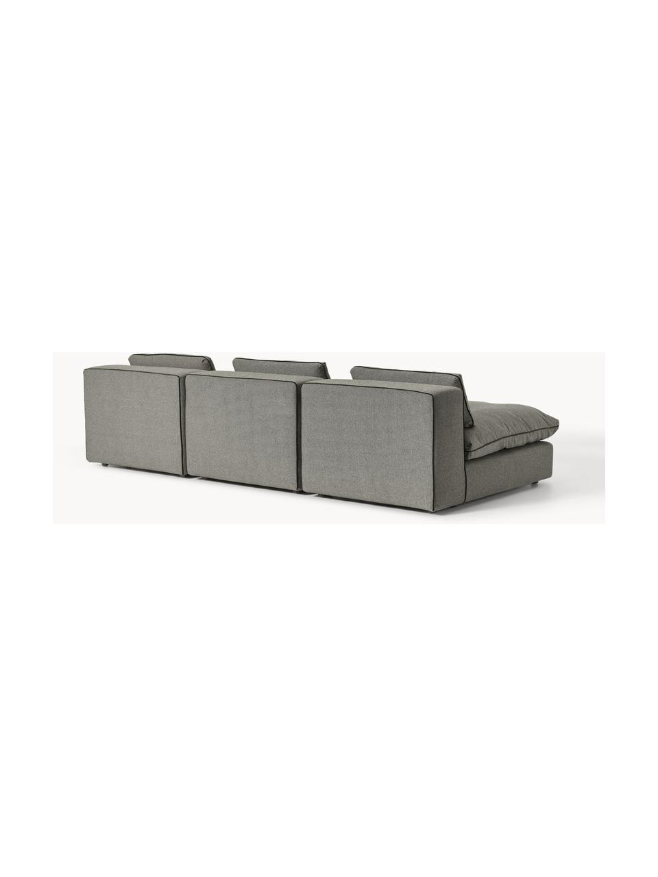 Modulares XL-Sofa Felix (3-Sitzer), Bezug: 100 % Polyester Der strap, Gestell: Massives Kiefern- und Fic, Webstoff Dunkelgrau, B 300 x T 140 cm