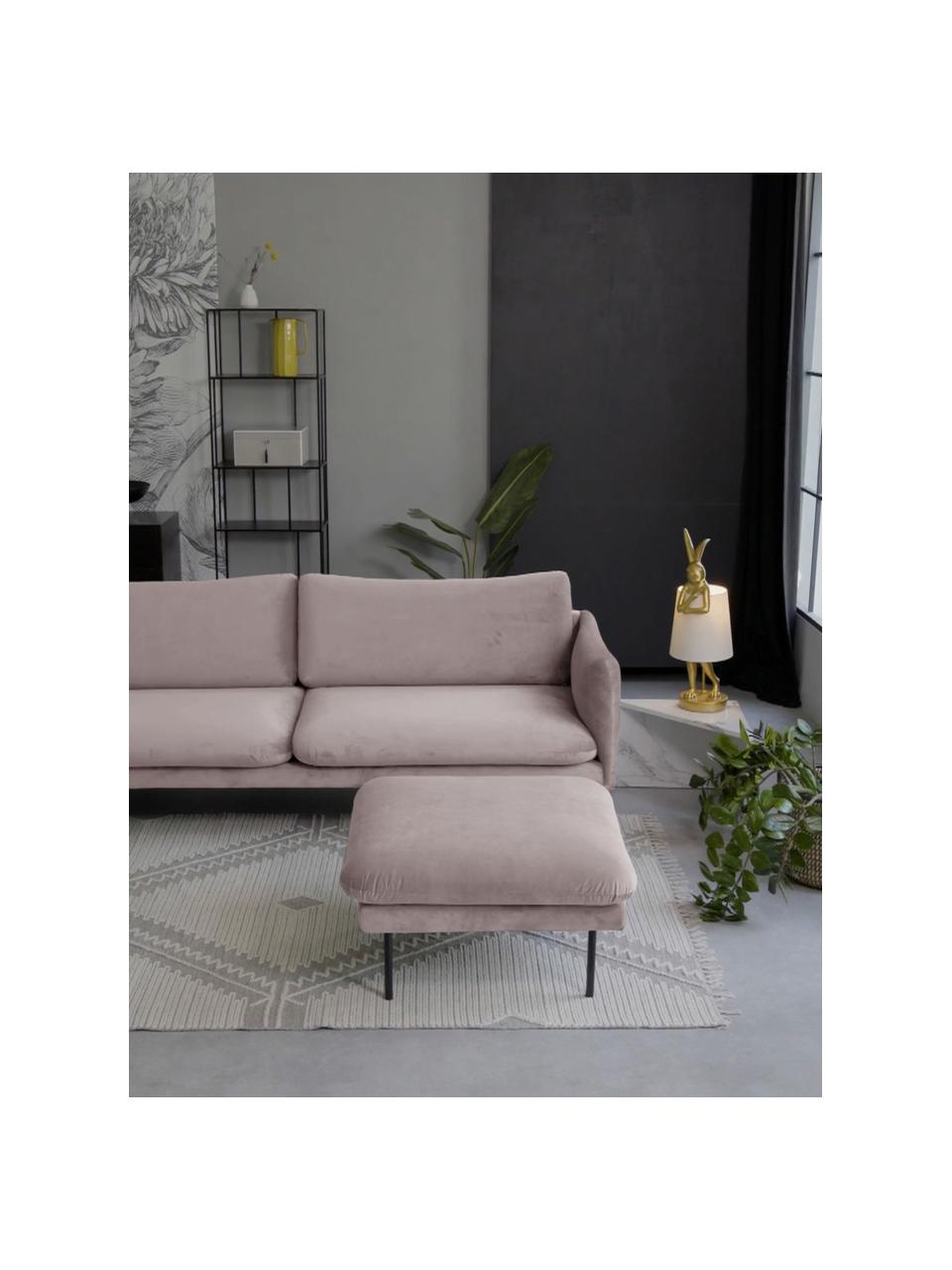 Reposapiés puf de terciopelo Moby, Tapizado: terciopelo (poliéster de , Estructura: madera de pino maciza, Patas: metal con pintura en polv, Terciopelo gris pardo, An 78 x Al 48 cm