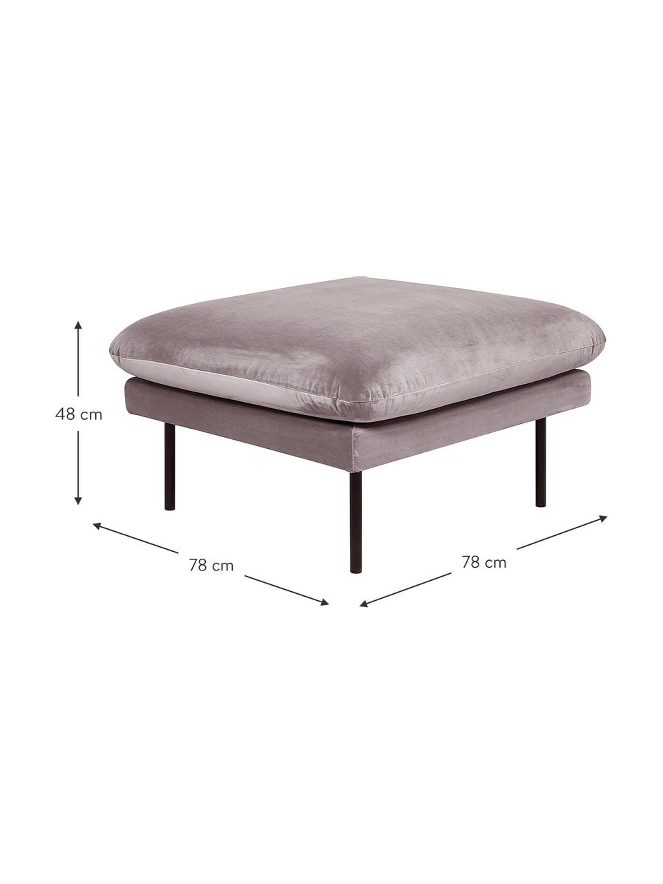 Sofa-Hocker Moby aus Samt mit Metall-Füßen, Bezug: Samt (Hochwertiger Polyes, Gestell: Massives Kiefernholz, FSC, Füße: Metall, pulverbeschichtet, Samt Taupe, B 78 x H 48 cm