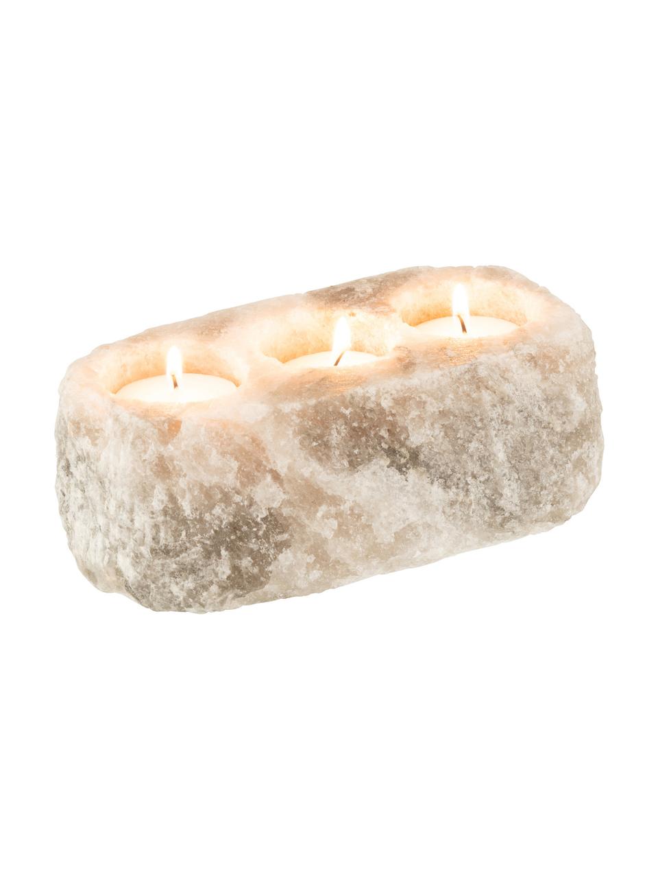 Svícen na čajové svíčky ze solného kamene Salt, Solný kámen, Odstíny béžové, Š 20 cm, V 7 cm