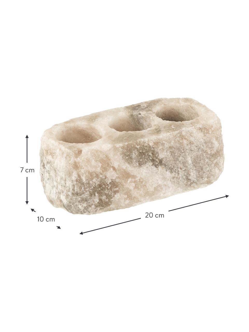 Portavela de piedra de sal Salt, Piedra de sal, Gris, beige, An 20 x Al 7 cm