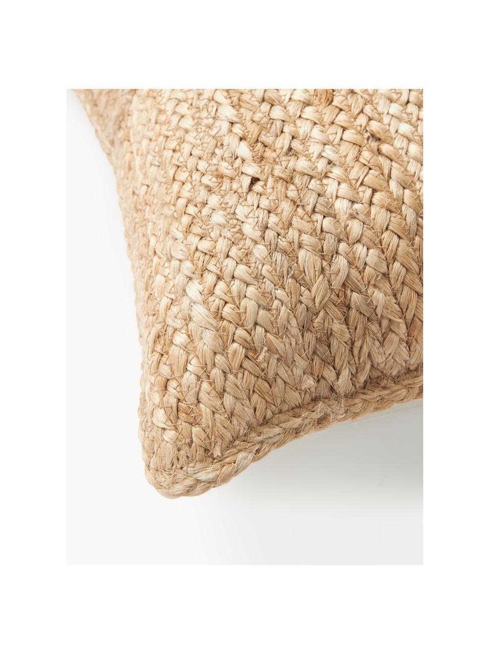 In- & outdoor kussenhoes Bono uit jute, Okergeel, B 50 x L 50 cm