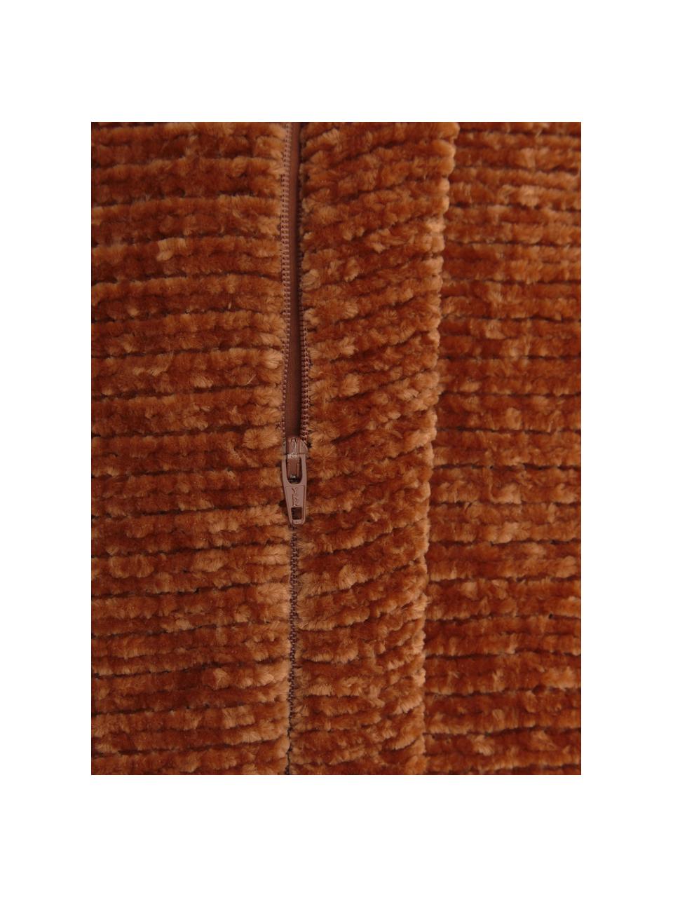 Housse de coussin en chenille douce rouille Beckett, 100 % polyester, Rouille, larg. 45 x long. 45 cm