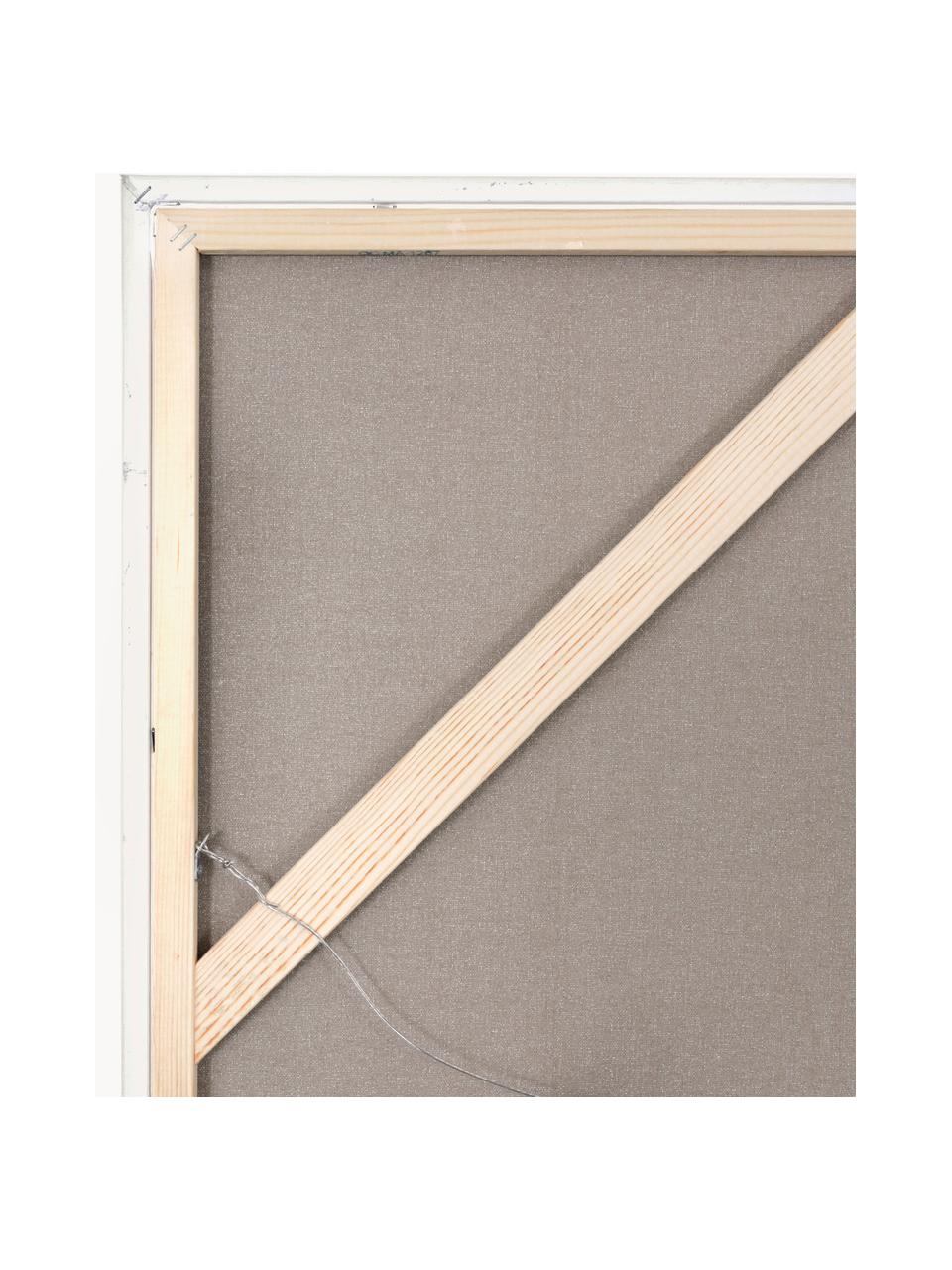 Handbeschilderde canvasdoek Goldplay met houten frame, Lijst: eikenhout, gecoat, Goudkleurig, lichtgrijs, B 102 x H 102 cm