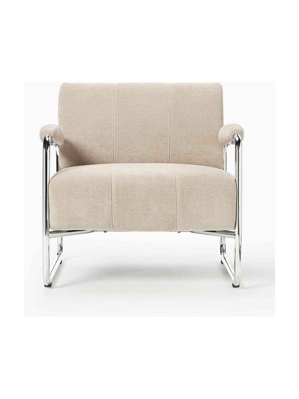 Sillón Marcel, Tapizado: 100% poliéster Alta resis, Estructura: metal, Tejido beige claro, plateado, An 76 x F 74 cm