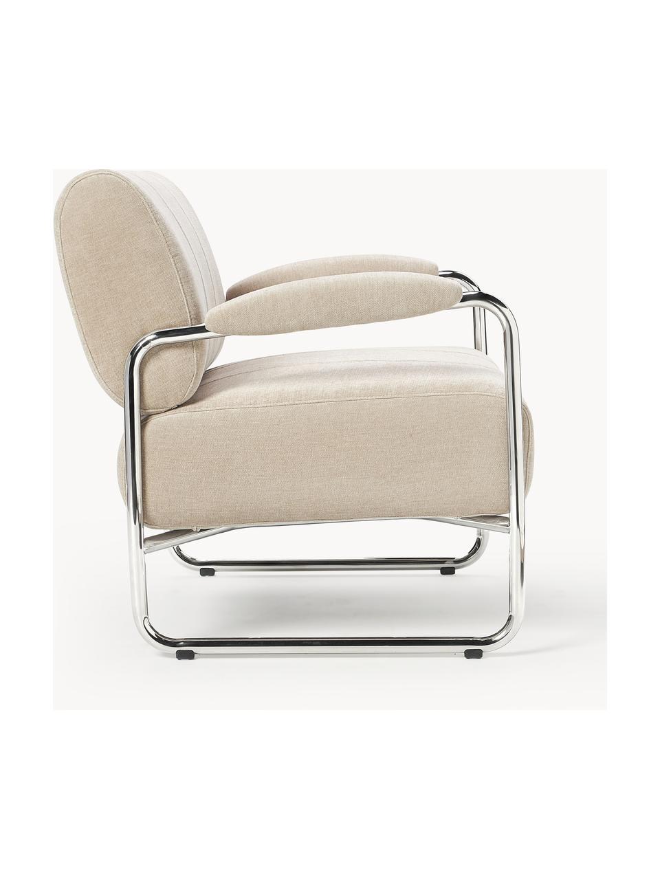 Sillón Marcel, Tapizado: 100% poliéster Alta resis, Estructura: metal, Tejido beige claro, plateado, An 76 x F 74 cm