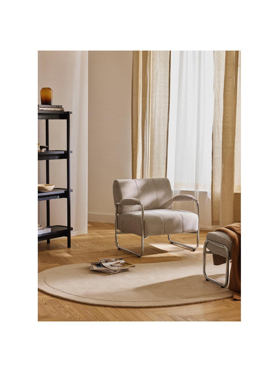 Loungesessel Marcel, Bezug: 100 % Polyester Der strap, Gestell: Metall, Webstoff Hellbeige, Silberfarben, B 76 x T 74 cm