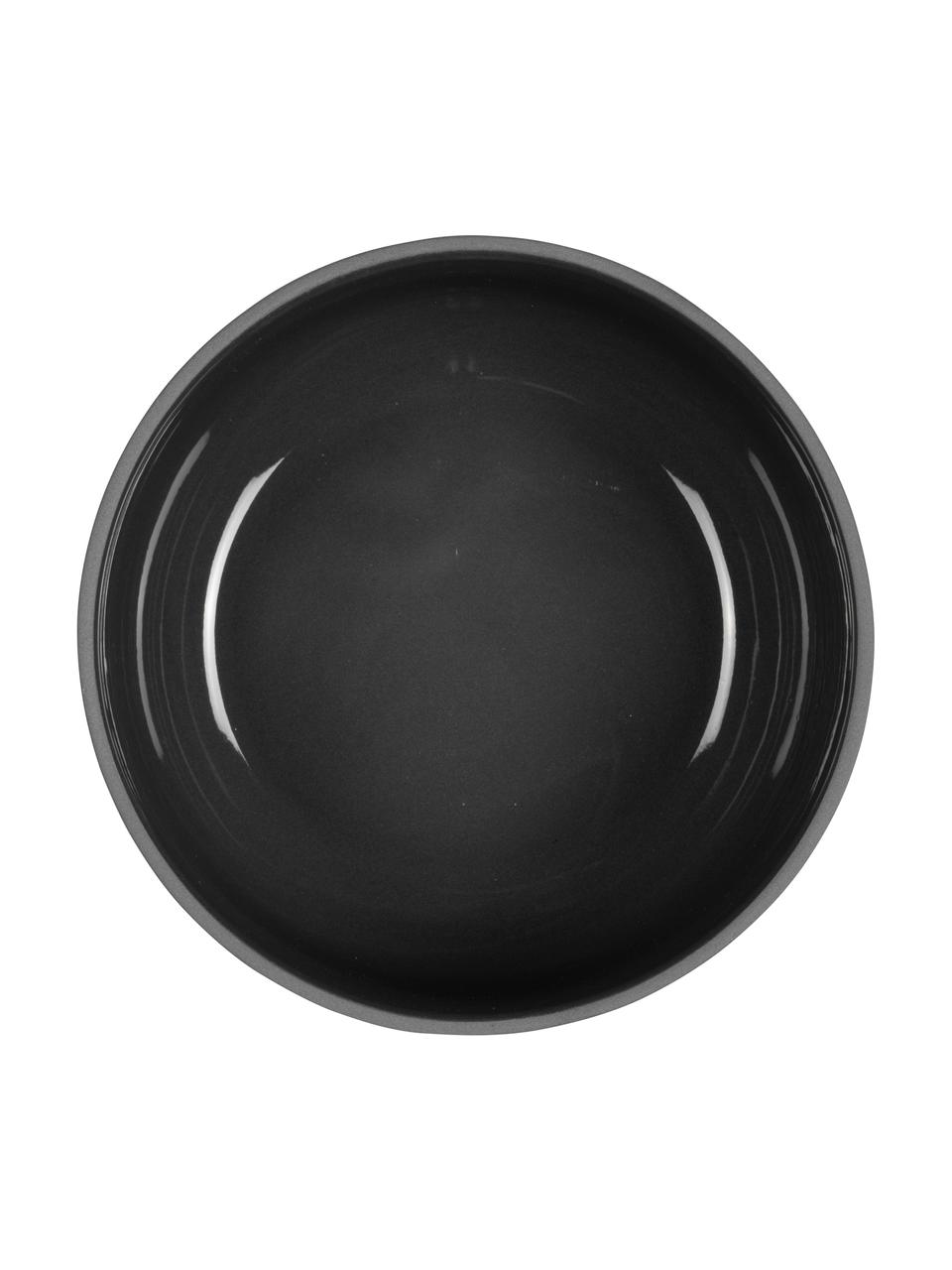 Ciotola in nero opaco / lucido Nudge 4 pz, Porcellana, Grigio scuro, Ø 14 cm