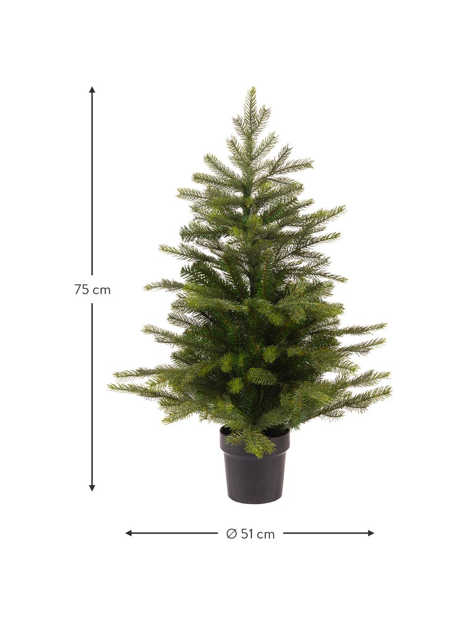 Künstlicher Weihnachtsbaum Grandis, Übertopf: Kunststoff, Dunkelgrün, Ø 51 x H 75 cm