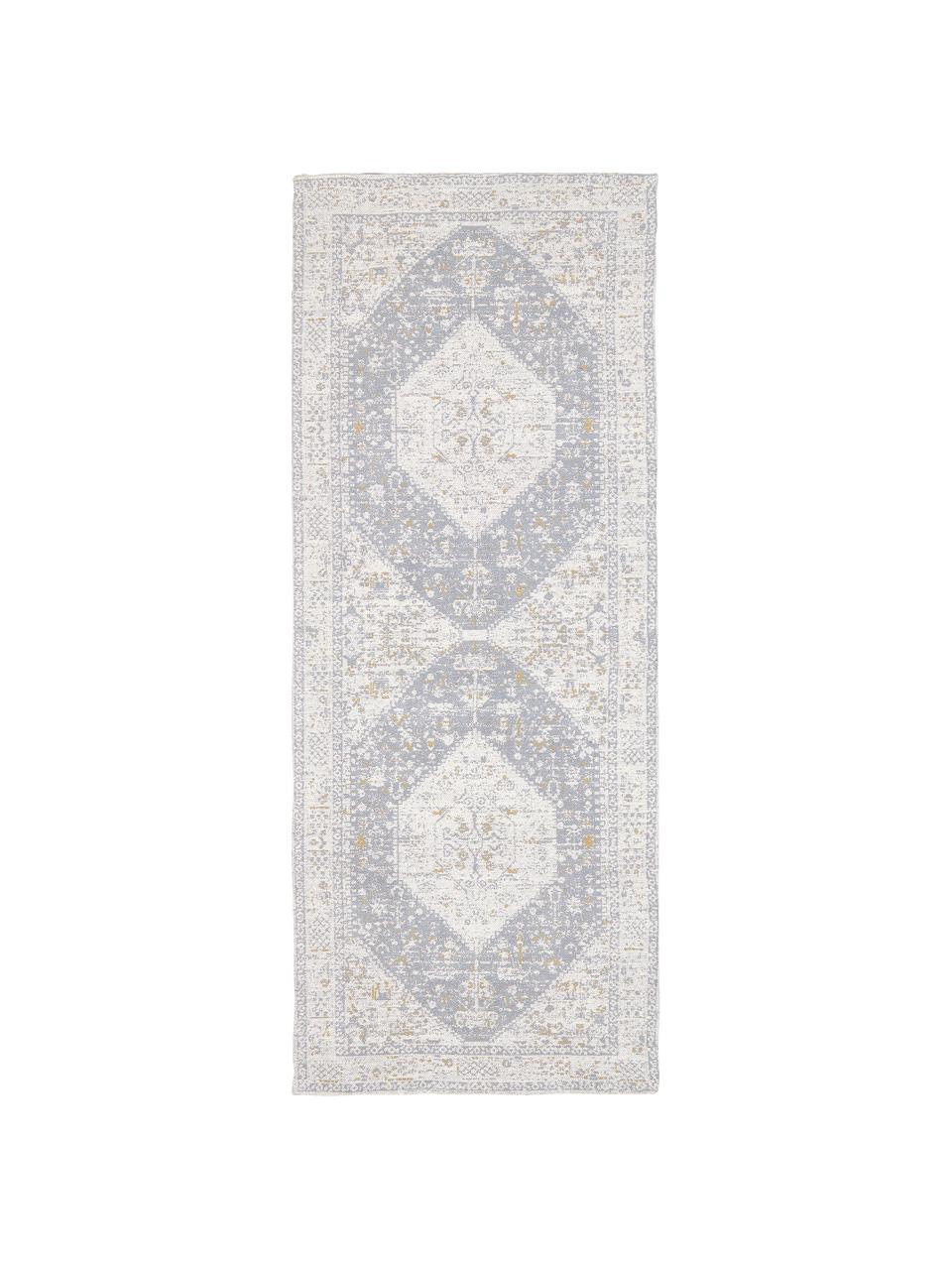 Ręcznie tkany chodnik  szenilowy Neapel, Szaroniebieski, kremowobiały, taupe, S 80 x D 300 cm