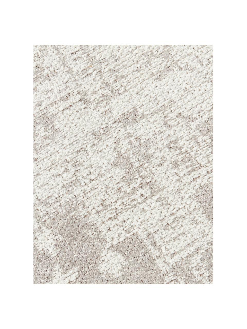 Tapis de couloir chenille tissé main Naples, 100 % polyester, Gris-bleu, blanc crème, larg. 80 x long. 200 cm