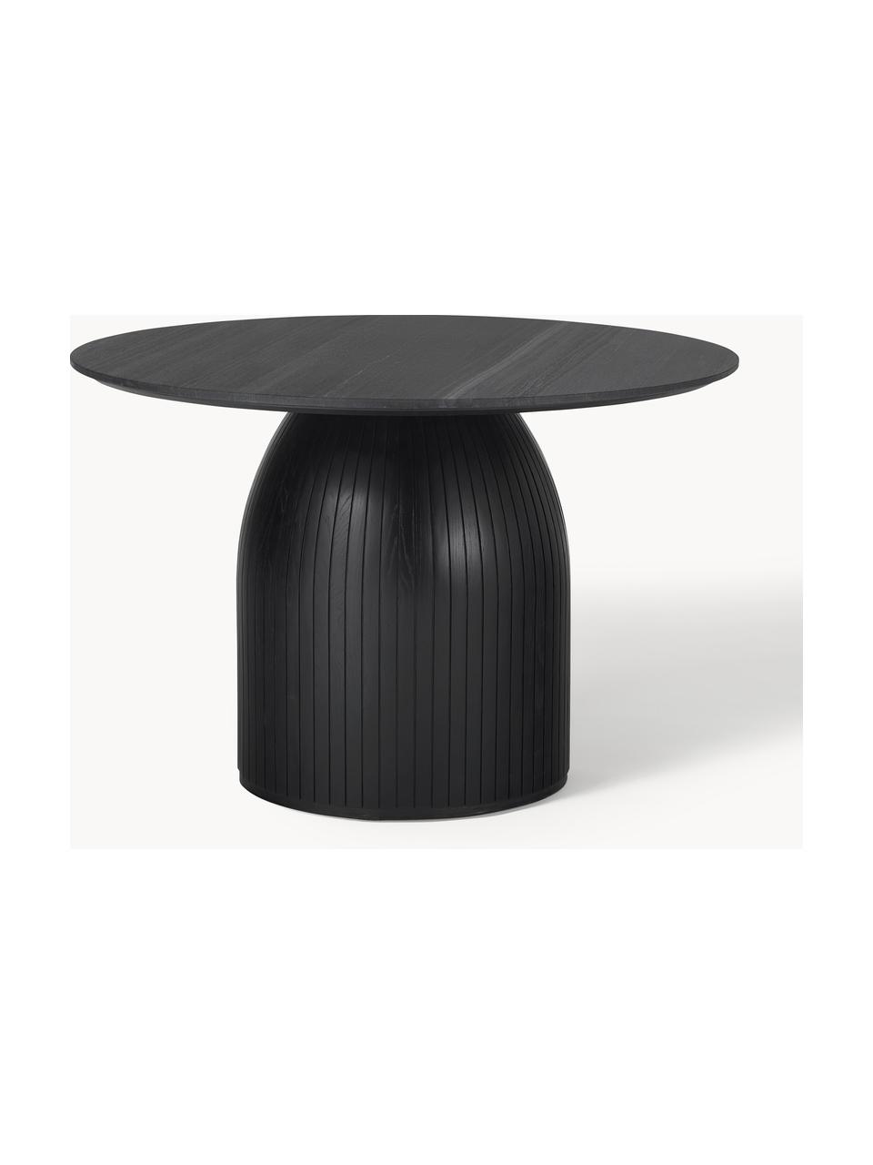 Okrągły stół do jadalni z marmurowym blatem Nelly, Ø 115 cm, Blat: marmur, Noga: drewno mangowe, drewno dę, Czarny, marmurowy, Ø 115 cm