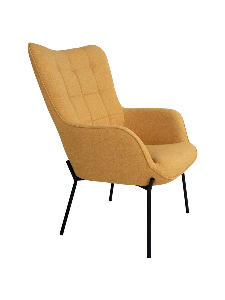 Sillón Chair, Tapizado: poliester, Estructura: madera de pino, Patas: acero, Amarillo, An 79 x F 70 cm